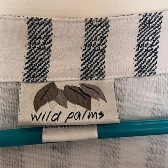 Wild Palm XL Blouse Vertical Stripes Navy on White - Picture 7 of 7